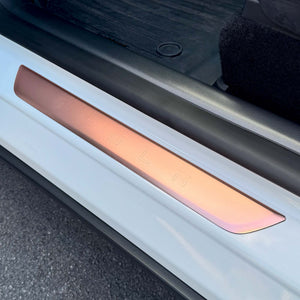 my3 door sill rose gold #custom-designs_tesla-letters