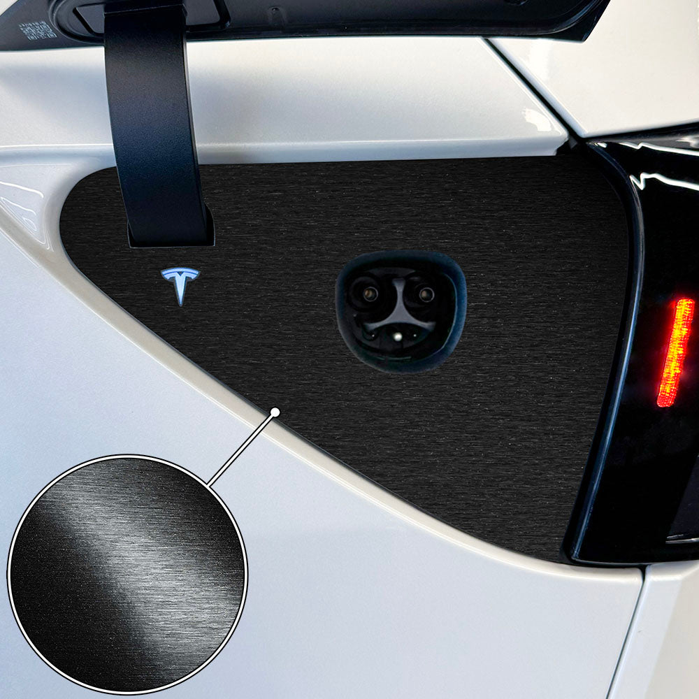 model 3 model y charge port wrap #material_brushed-black-metallic