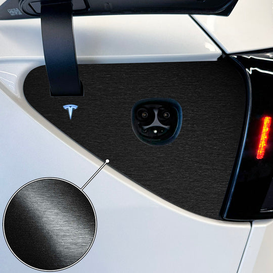 model 3 model y charge port wrap #material_brushed-black-metallic