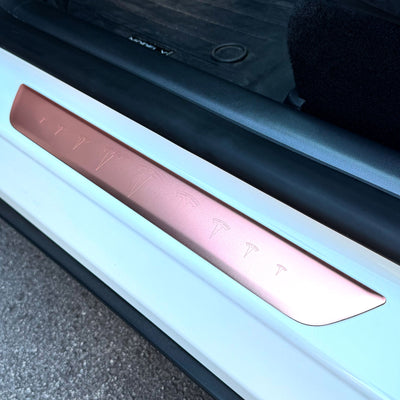 my3 door sill rose gold #custom-designs_tesla-logos